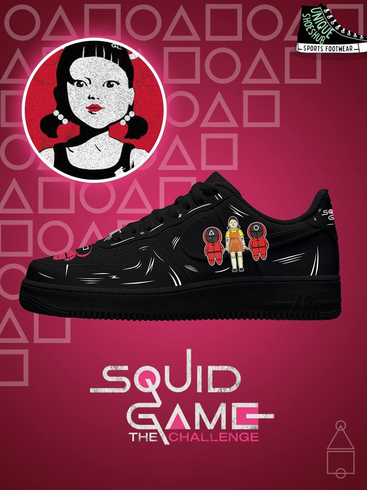 Squid Game Younghee Special Black Air Force 1 Sneaker Squid Game Younghee Special Black Air Force 1 Sneaker