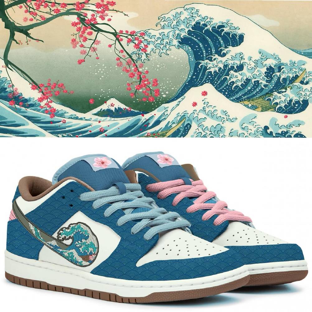 The Big Wave Japanese Pattern Special Air Jordan 1 Sneaker The Big Wave Japanese Pattern Special Air Jordan 1 Sneaker